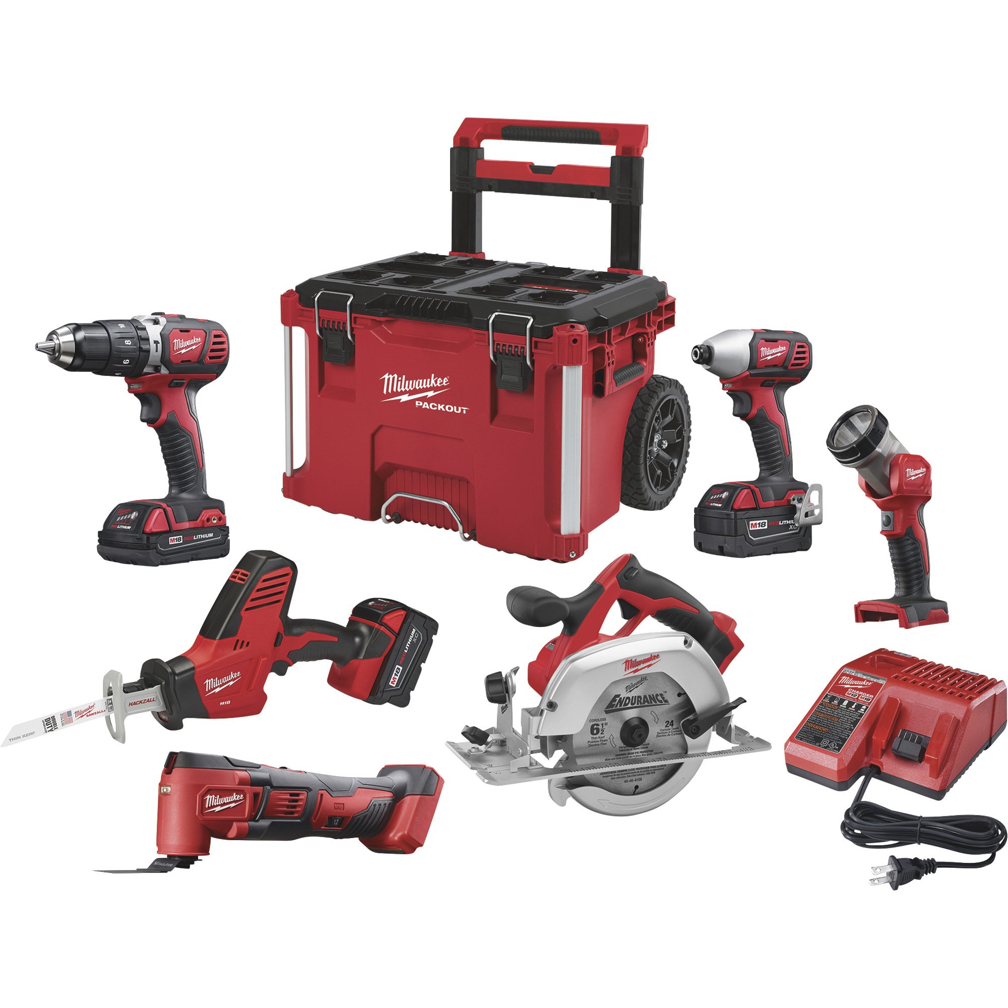 Milwaukee M18 Cordless 6-Tool Packout Combo Kit, Model# 2697-26PO